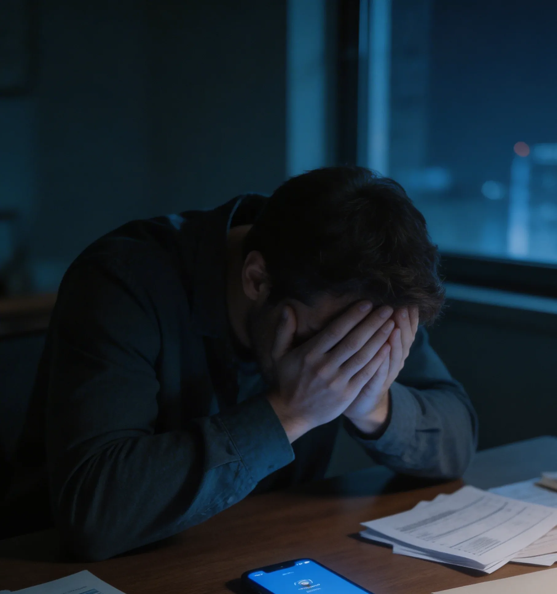Person overwhelmed by debt